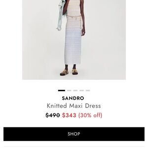 Sandro Cream and Blue Knitted Maxi Dress